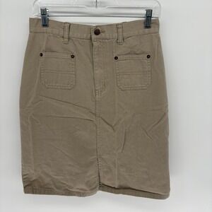 Vintage 90s Bill Blass Khaki Pencil Skirt Utility Chore Twill Carpenter Women 10